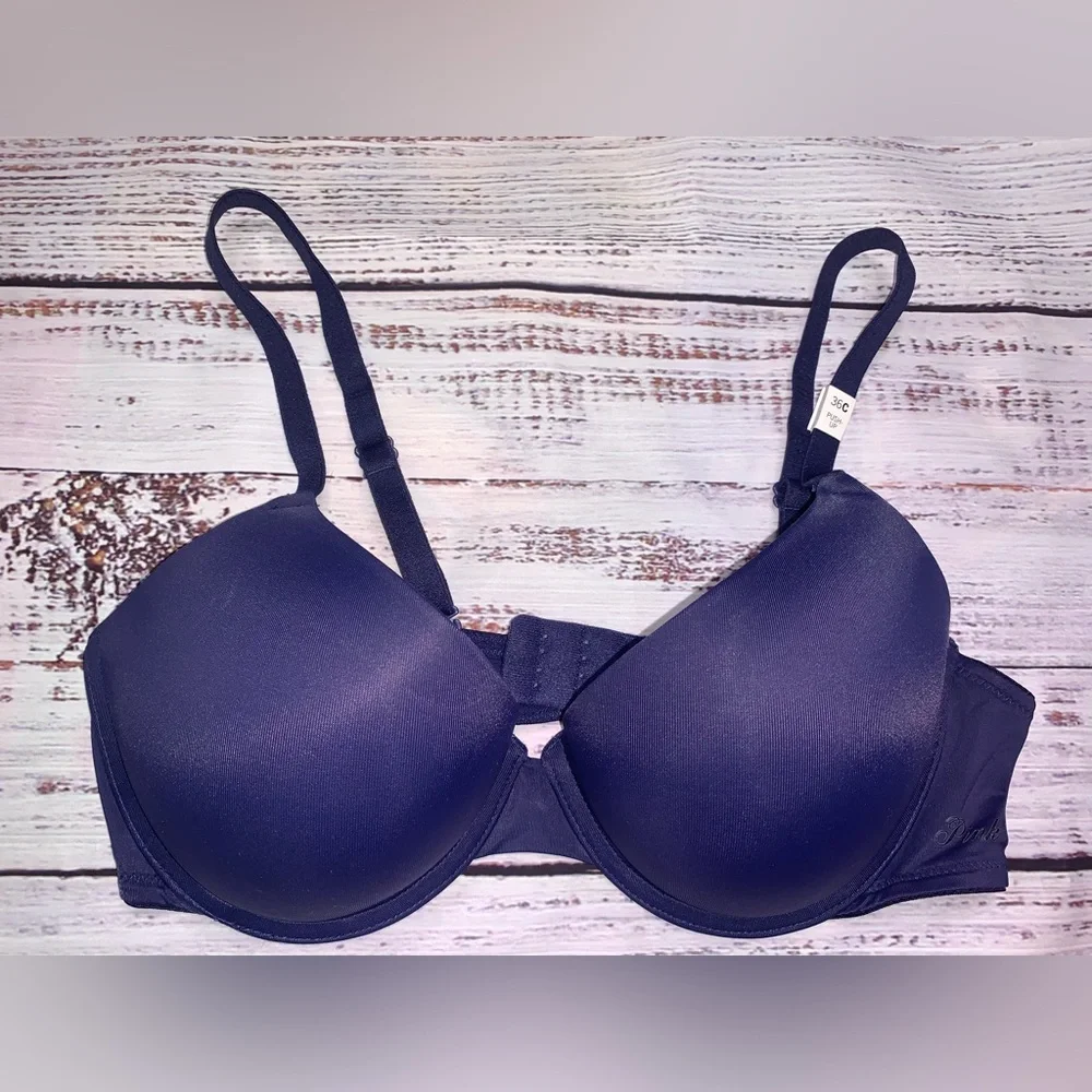 PINK Victoria’s Secret 36C Push-up T-Shirt Bra Navy Blue- NWT